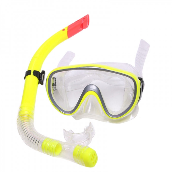Набор для плавания взрослый маска+трубка ПВХ желтый Спортекс E33110-3