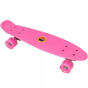 Скейтборд пластиковый 56x15cm со свет. колесами розовый SK505 Спортекс E33097