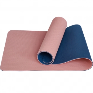 Коврик для йоги ТПЕ 183х61х0,6 см розовый/синий Спортекс E33587