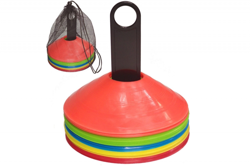 Комплект с держателем из 30-ти фишек разметочных 18 грамм, h-5см с мешком для переноски Дельта-фитнес E33506