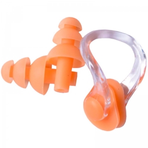 Набор для плавания в боксе, беруши и зажим для носа оранжевый Спортекс E36867-5