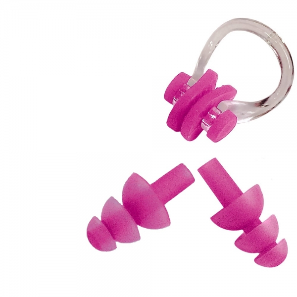 Набор для плавания в zip-lock, беруши и зажим для носа розовый Спортекс E36868-2