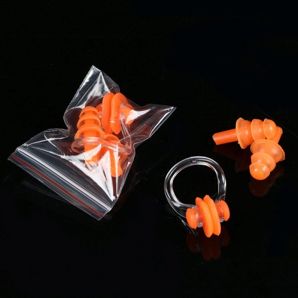 Набор для плавания в zip-lock, беруши и зажим для носа оранжевый Спортекс E36868-3