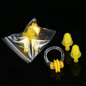 E36868-4 Набор для плавания в zip-lock, беруши и зажим для носа желтый Спортекс