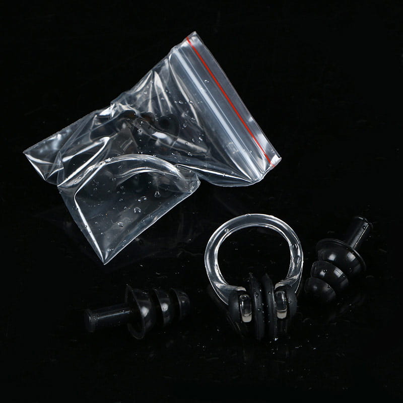 Набор для плавания в zip-lock, беруши и зажим для носа черный Дельта-фитнес E36868-6