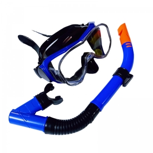 Набор для плавания взрослый маска+трубка ПВХ синий Спортекс E39247-1