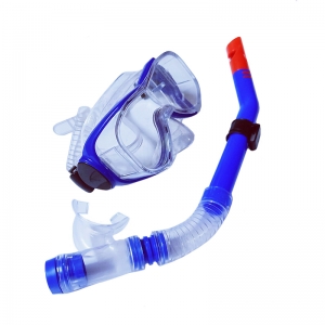 Набор для плавания взрослый маска+трубка ПВХ синий Спортекс E39248-1