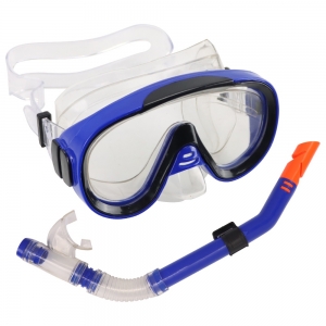 Набор для плавания юниорский маска+трубка ПВХ синий Спортекс E39246-1