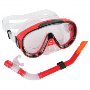 Набор для плавания юниорский маска+трубка ПВХ красный Спортекс E39246-2
