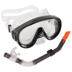Набор для плавания юниорский маска+трубка ПВХ черный Спортекс E39246-4