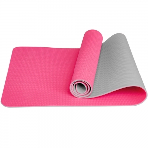 Коврик для йоги ТПЕ 183х61х0,6 см розово/серый Спортекс E39309