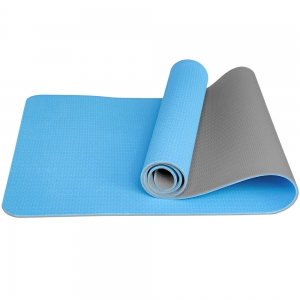 Коврик для йоги ТПЕ 183х61х0,6 см голубой/серый Спортекс E39308