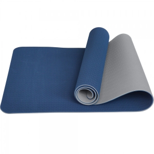 Коврик для йоги ТПЕ 183х61х0,6 см синий/серый Спортекс E39306