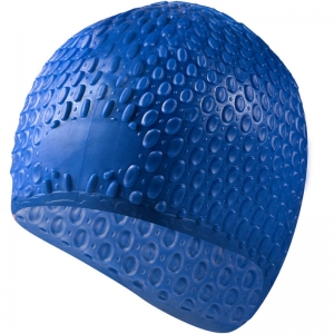 Шапочка для плавания силиконовая Bubble Cap синяя Спортекс B31519-1