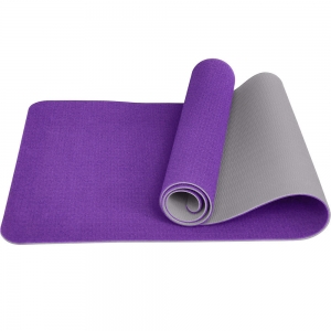 Коврик для йоги ТПЕ 183х61х0,6 см фиолетово/серый Спортекс E39307