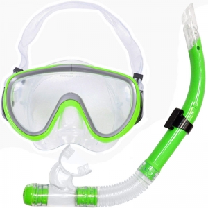 Набор для плавания взрослый маска+трубка ПВХ зеленый Спортекс E39225