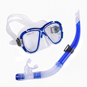 Набор для плавания взрослый маска+трубка ПВХ синий Спортекс E39228