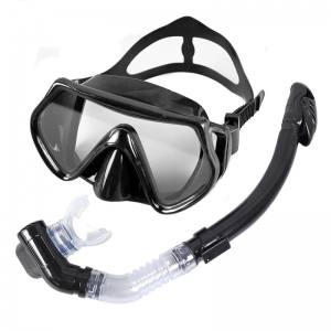 Набор для плавания взрослый маска+трубка Силикон черный Спортекс E39232