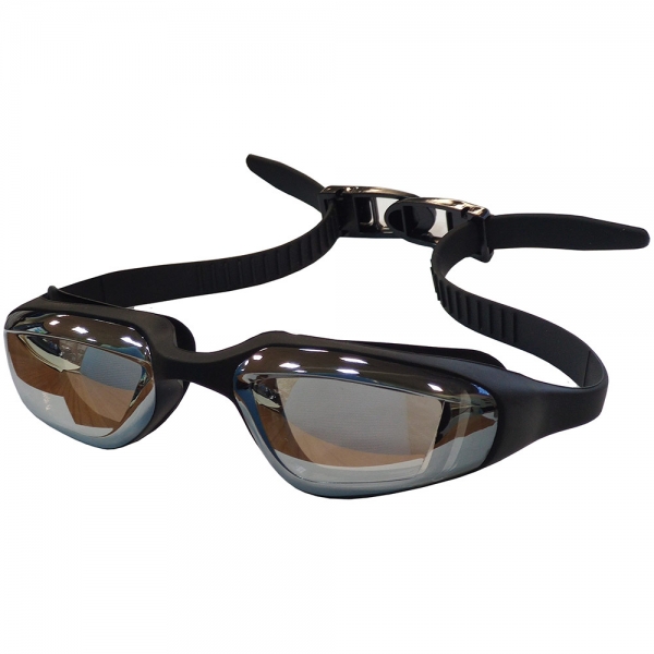 Очки для плавания зеркальные взрослые черные Спортекс E39694
