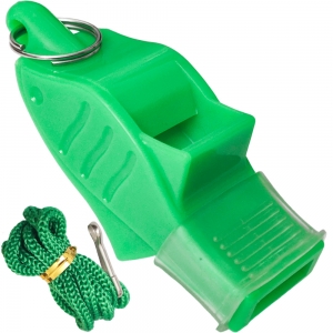 Свисток Дельфин пластиковый в боксе, без шарика, на шнурке зеленый Спортекс E39266-4