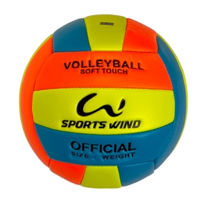 Мяч волейбольный Детский №2 оранжево/сине/желтый , PU 2.7, 150 гр, машинная сшивка Спортекс E40004