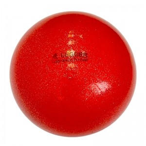 Мяч для художественной гимнастики однотонный, d=15 см красный с блестками Спортекс