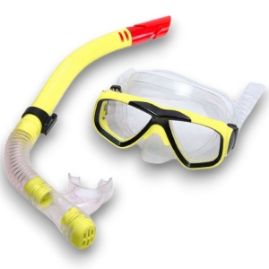 Набор для плавания детский маска+трубка ПВХ желтый Спортекс E41220