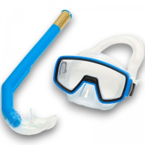 Набор для плавания детский маска+трубка ПВХ синий Спортекс E41222