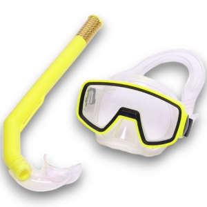 Набор для плавания детский маска+трубка ПВХ желтый Спортекс E41223