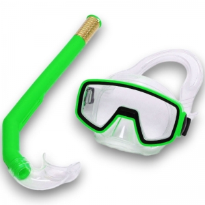 Набор для плавания детский маска+трубка ПВХ зеленый Спортекс E41224