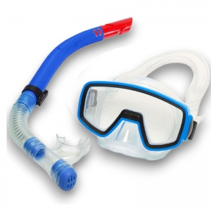 Набор для плавания детский маска+трубка ПВХ синий Спортекс E41225