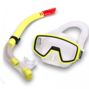 Набор для плавания детский маска+трубка ПВХ желтый Спортекс E41226