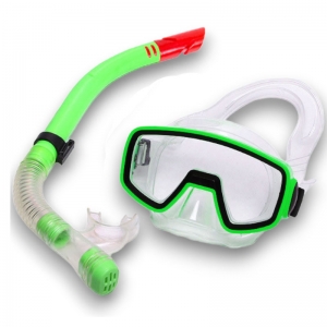 Набор для плавания детский маска+трубка ПВХ зеленый Спортекс E41227