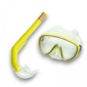 Набор для плавания взрослый маска+трубка ПВХ желтый Спортекс E41229