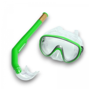 Набор для плавания взрослый маска+трубка ПВХ зеленый Спортекс E41230