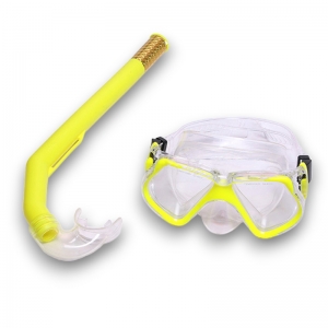 Набор для плавания взрослый маска+трубка ПВХ желтый Спортекс E41232