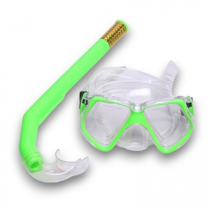 Набор для плавания взрослый маска+трубка ПВХ зеленый Спортекс E41233
