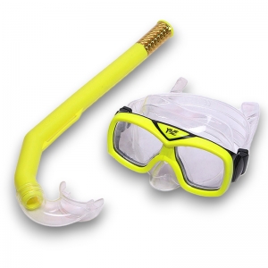 Набор для плавания детский маска+трубка ПВХ желтый Спортекс E41235