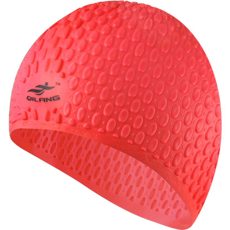 Шапочка для плавания силиконовая Bubble Cap красная Дельта-фитнес E41535