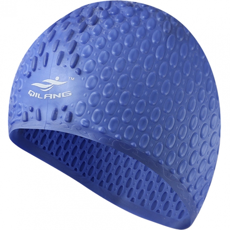 Шапочка для плавания силиконовая Bubble Cap синяя Дельта-фитнес E41538