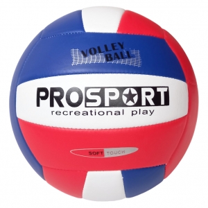 Мяч волейбольный бело/сине/красный , PU 2.7, 235 гр, машинная сшивка Спортекс E40006-1