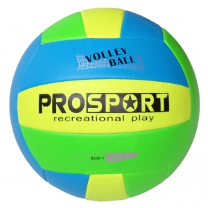 Мяч волейбольный зелено/салат/голубой , PU 2.7, 235 гр, машинная сшивка Спортекс E40006-2