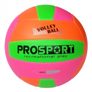 Мяч волейбольный оранжево/салат/розовый , PU 2.7, 235 гр, машинная сшивка Спортекс E40006-4