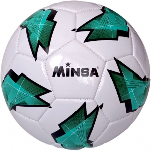 Мяч футбольный Minsa B5-9073 зеленый , PVC 2.7, 345 гр, машинная сшивка Спортекс E39970/5-9073-4