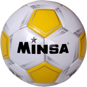 Мяч футбольный Minsa B5-9035 желтый , PVC 2.7, 345 гр, машинная сшивка Спортекс E39970/5-9035-3