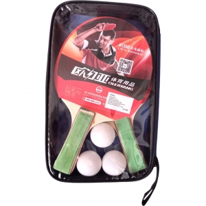 T07532-3 Набор для настольного тенниса 2 ракетки 3 шарика зеленый Спортекс