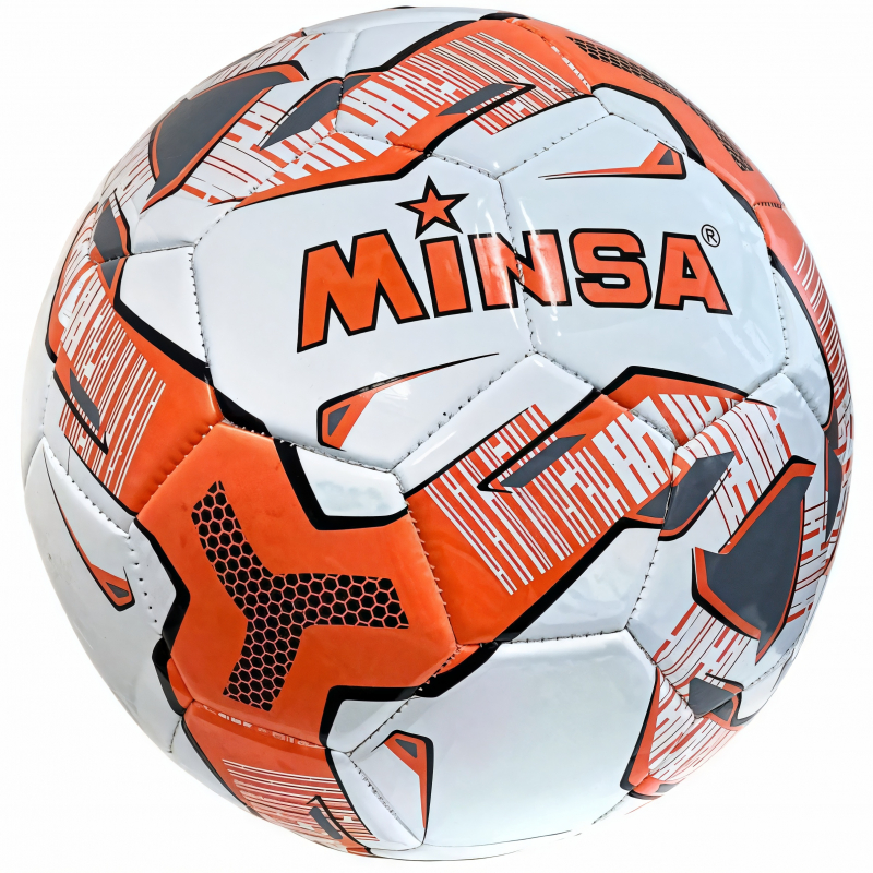 E43200 Мяч футбольный Minsa B5-9076 оранжевый Дельта-фитнес