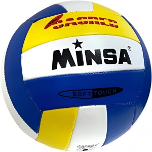 E43202-1 Мяч волейбольный Minsa Soft Touch бело/сине/желтый Дельта-фитнес