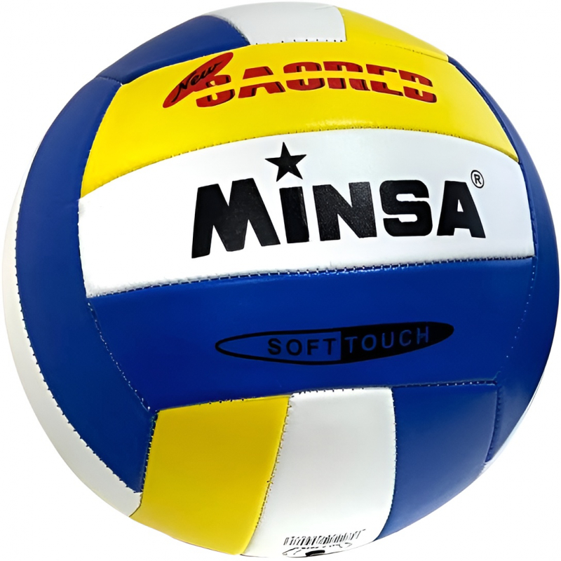 E43202-1 Мяч волейбольный Minsa Soft Touch бело/сине/желтый Дельта-фитнес