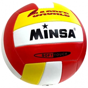 E43202-2 Мяч волейбольный Minsa Soft Touch бело/красно/желтый Дельта-фитнес